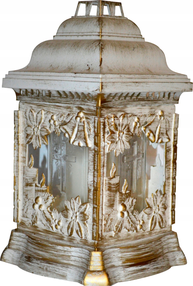 ZNICZ KATEDRA 207 BOŻE NARODZENIE BIAŁO ZŁOTE wysokość 26cm