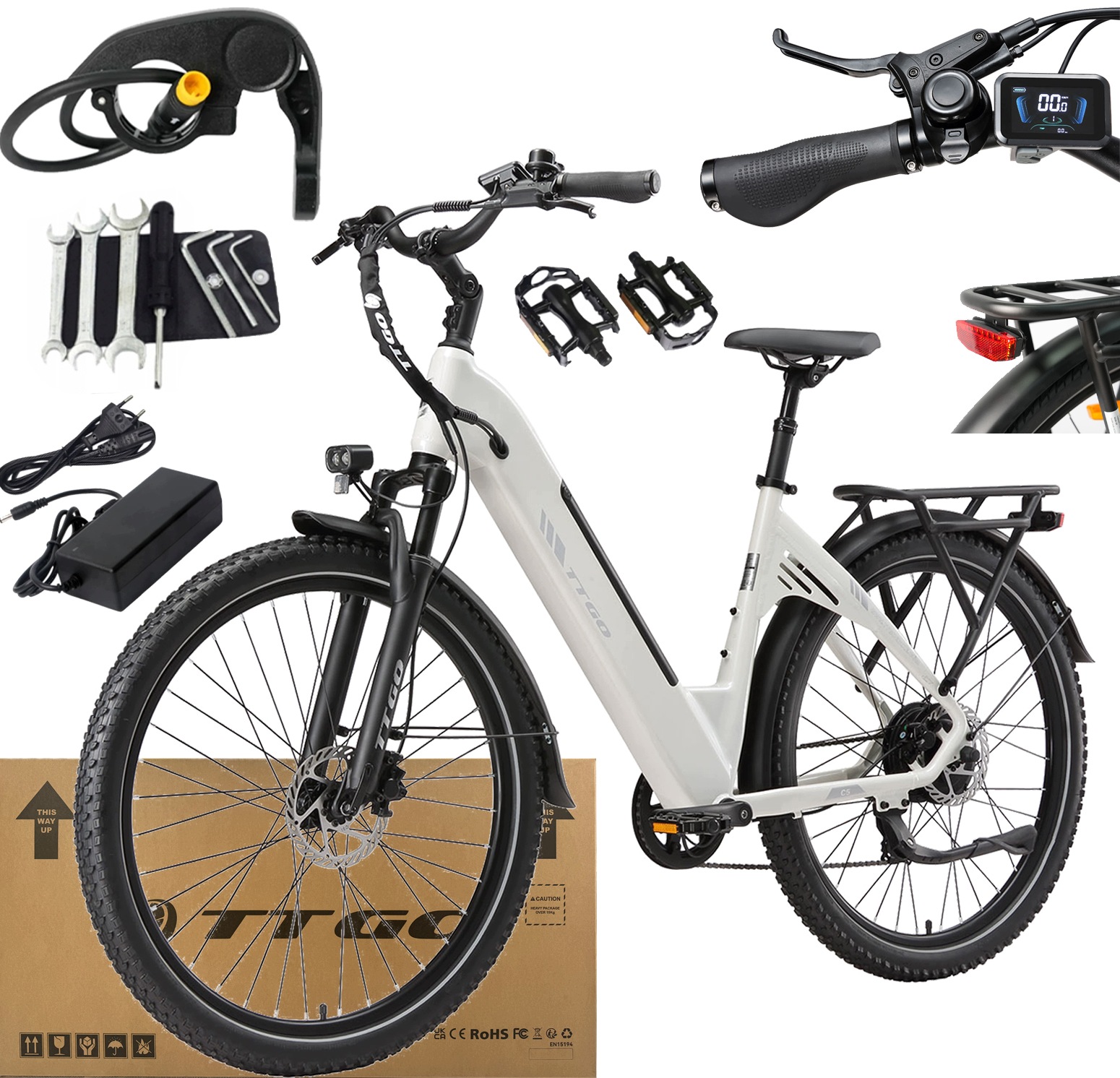 Ttgo C5 Elektrické kolo 250W 25KM/H 13.5AH 110KM palcová klapka