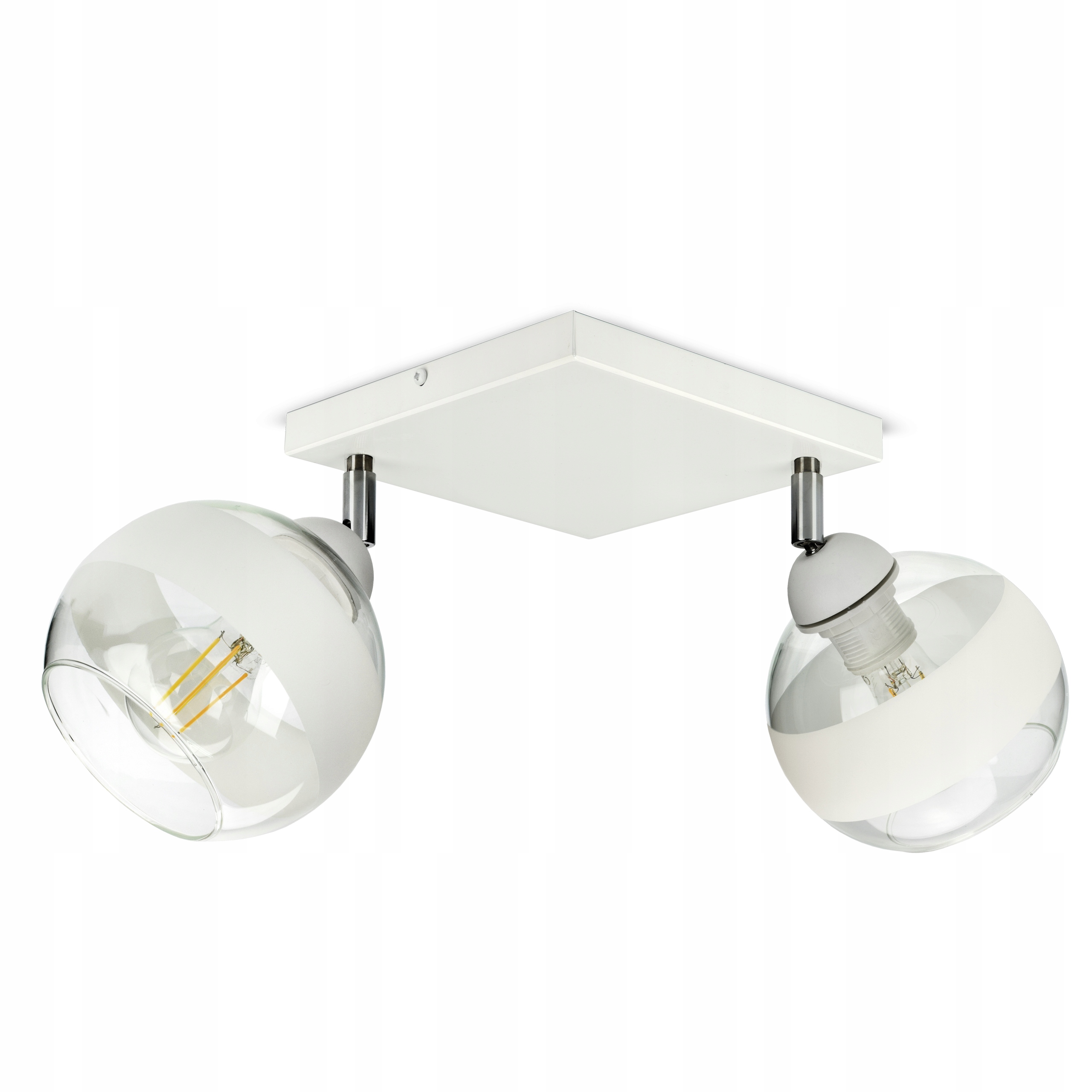 Závěsná stropní lampa Lustr Bílá Skleněné Koule Bílý Pás AG2 Led E27