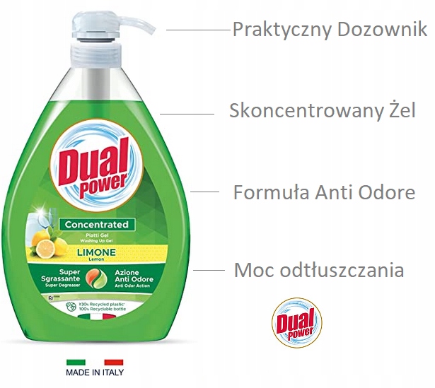 

Dual Power Patti Gel do naczyń 1L Limone