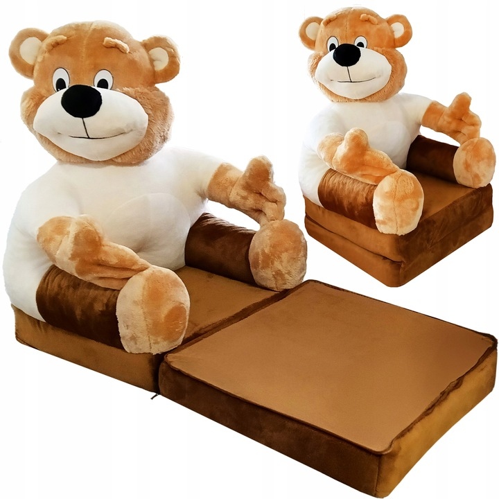 B529 ROZKŁADANY FOTELIK PLUSZOWY PUFA MIŚ MASKOTKA