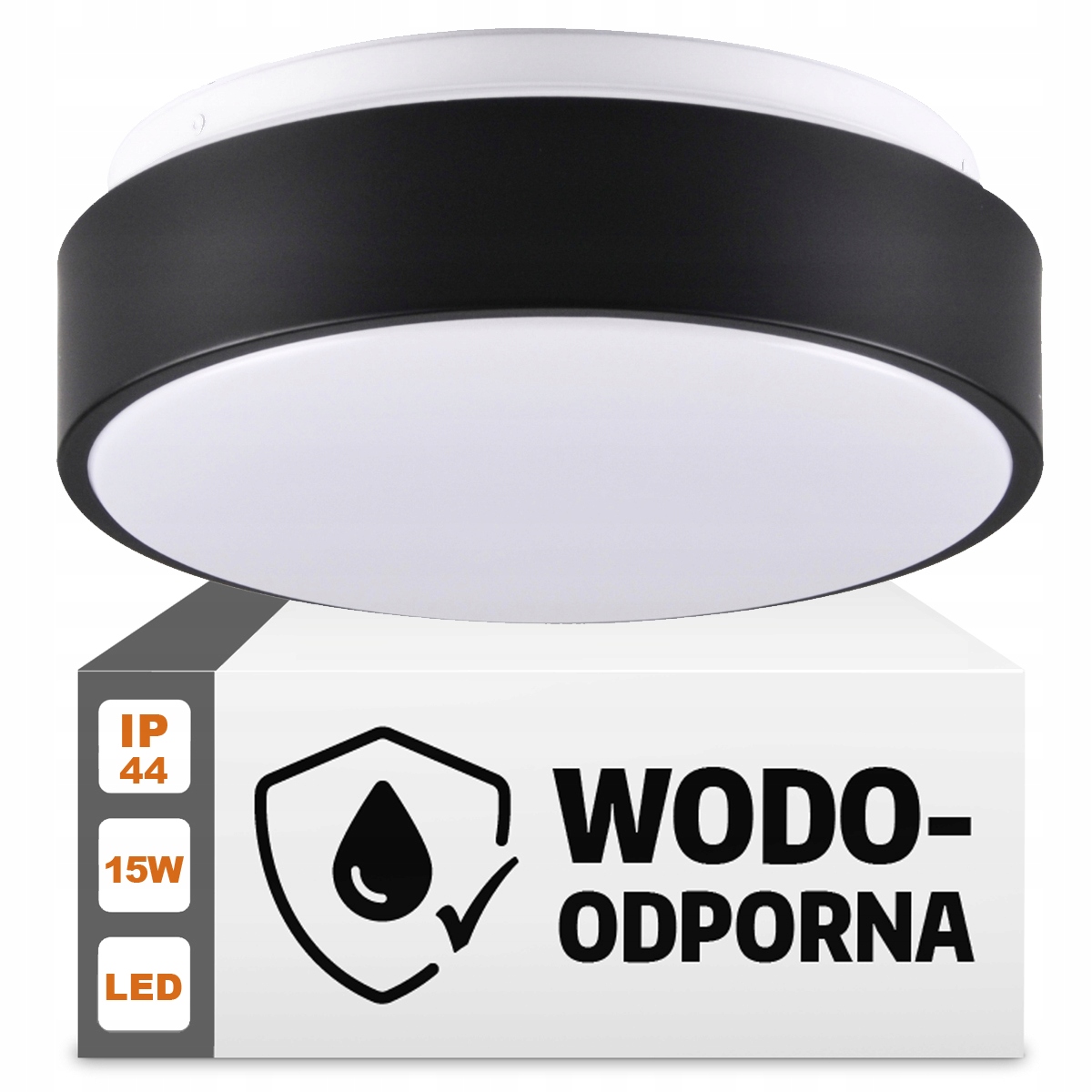 

Plafon Okrągły Czarny Led Lampa Łazienkowa 15W