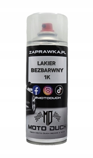 Lakier Bezbarwny 1K Spray Klar Clearcoat Połysk Moto Duch 400ml