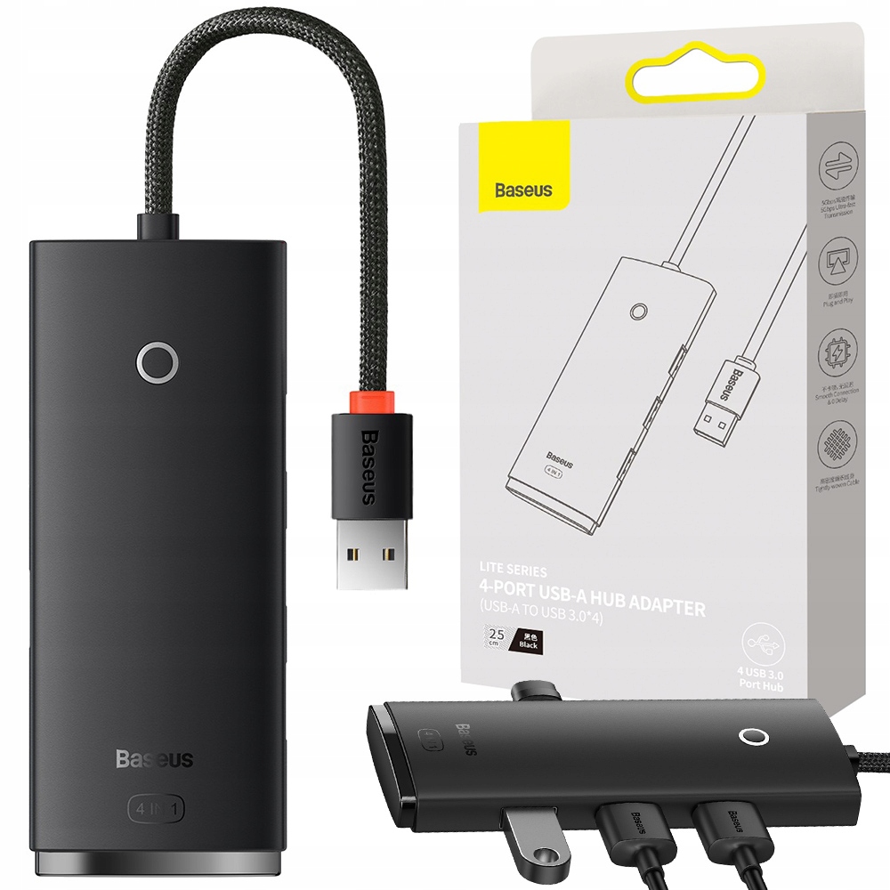 

Baseus Hub Adapter Rozdzielacz 4x Usb 3.0 25cm