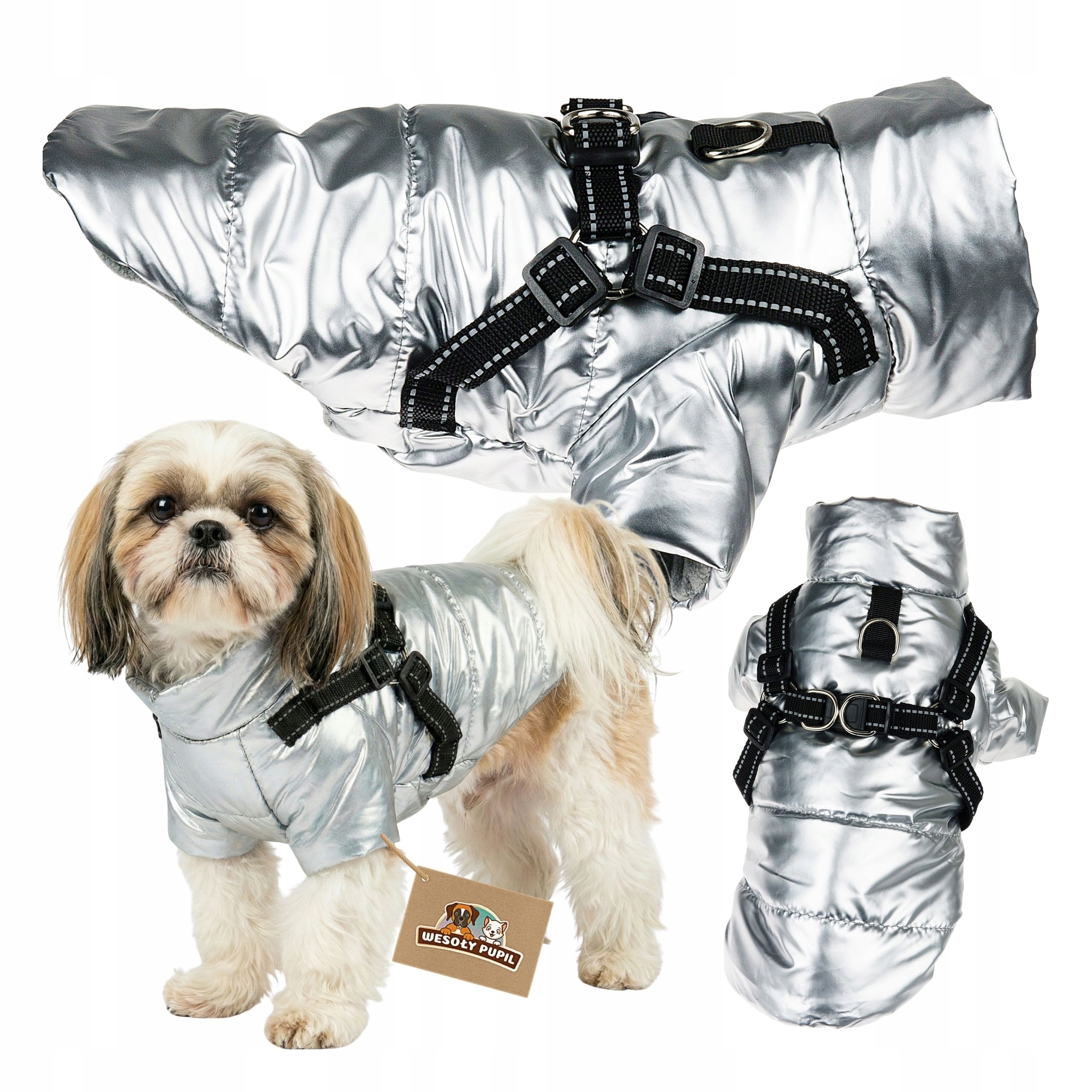 Zimní obleček pro psa se zabudovanými Postroji 2v1, teplá bunda pro malé a střední psy, velikost XL