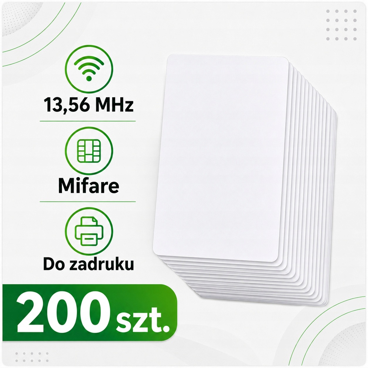 Bezkontaktní karta 200 ks Rfid Mifare Classic pro potisk 13,56 MHz MFK1-P