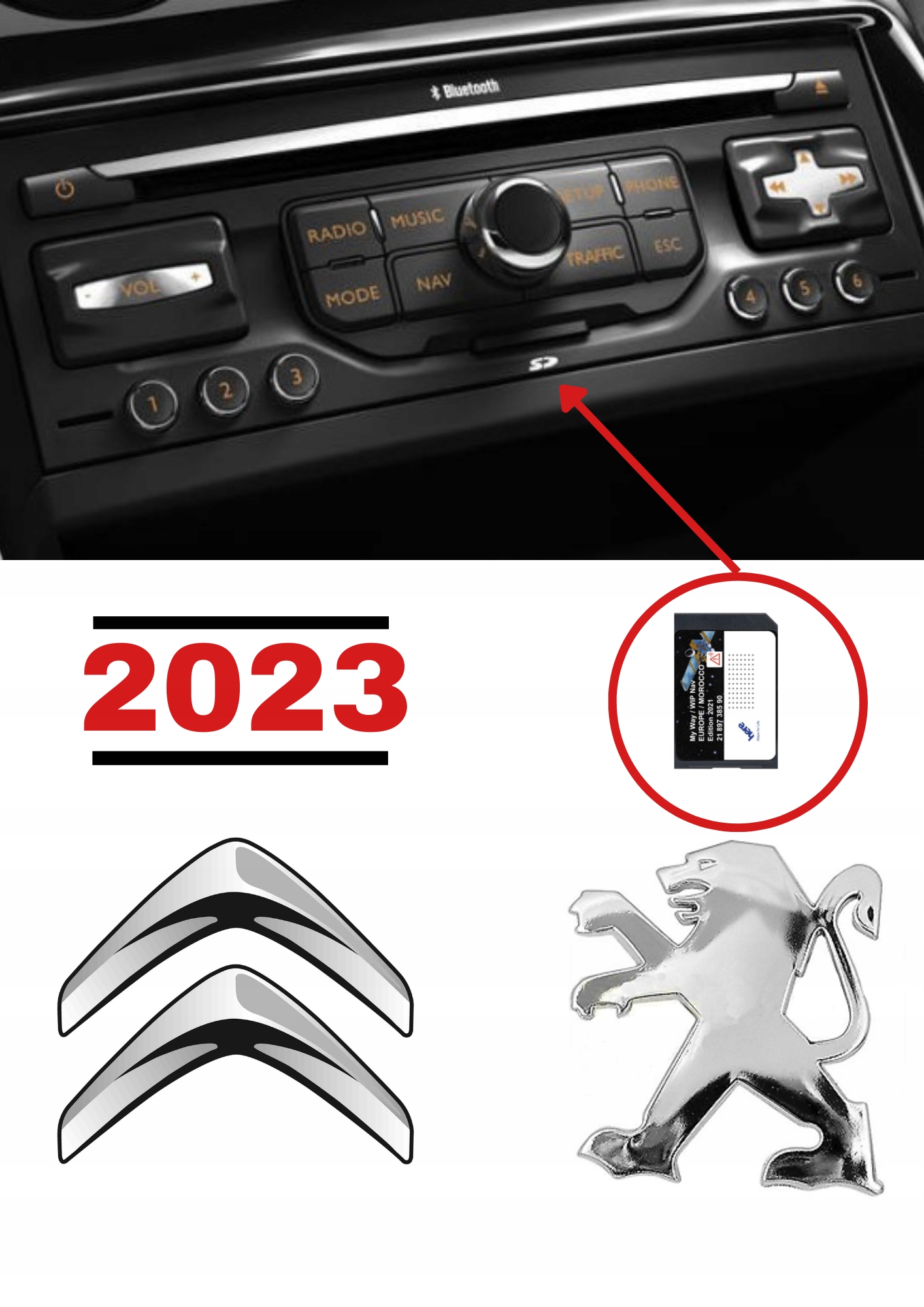 Autoradio Citroen C4 Picasso Peugeot GPS Bluetooth RNEG2 - 98034629XT  Karten 22