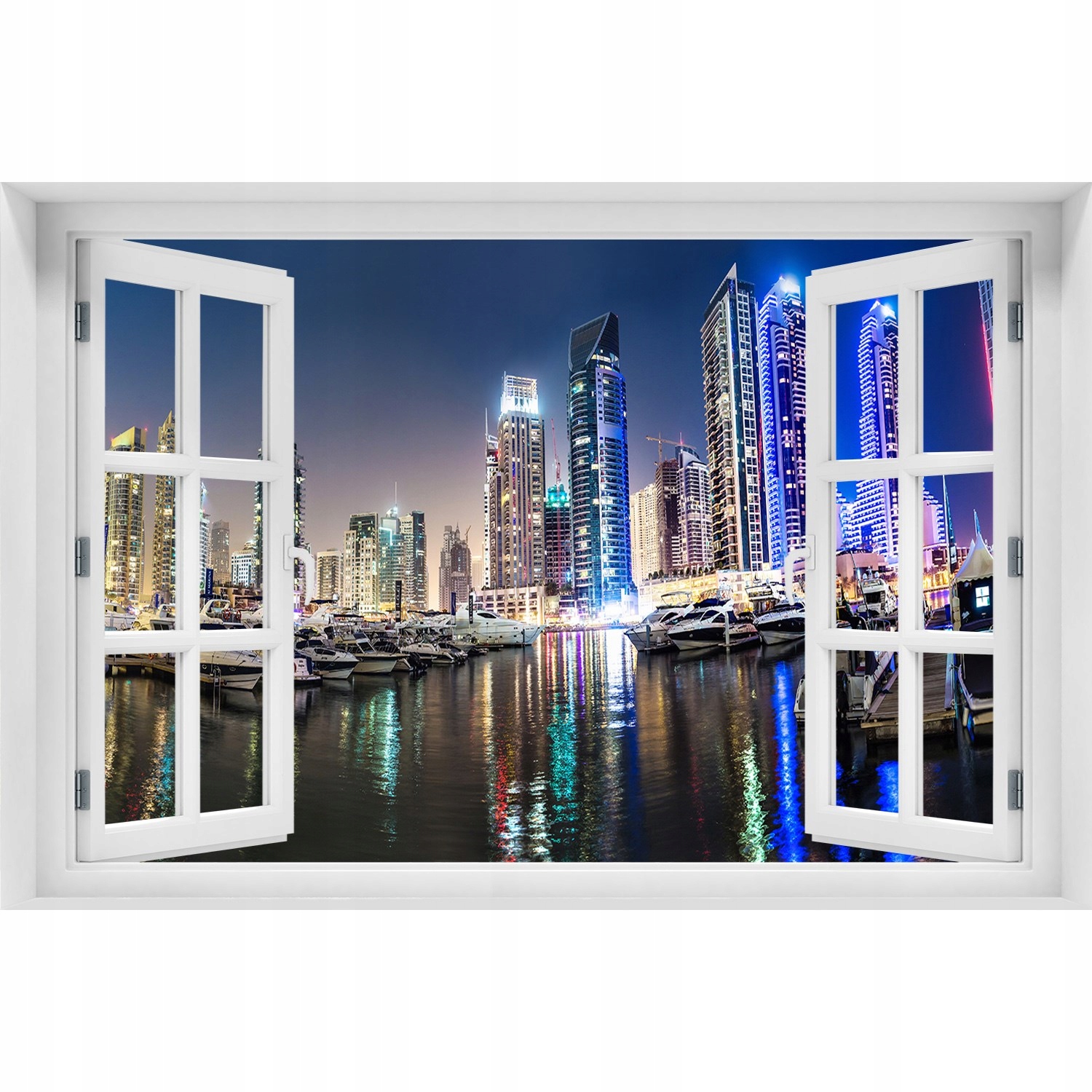 

Naklejka na ścianę 3D Okno Dubaj nocą 150x100
