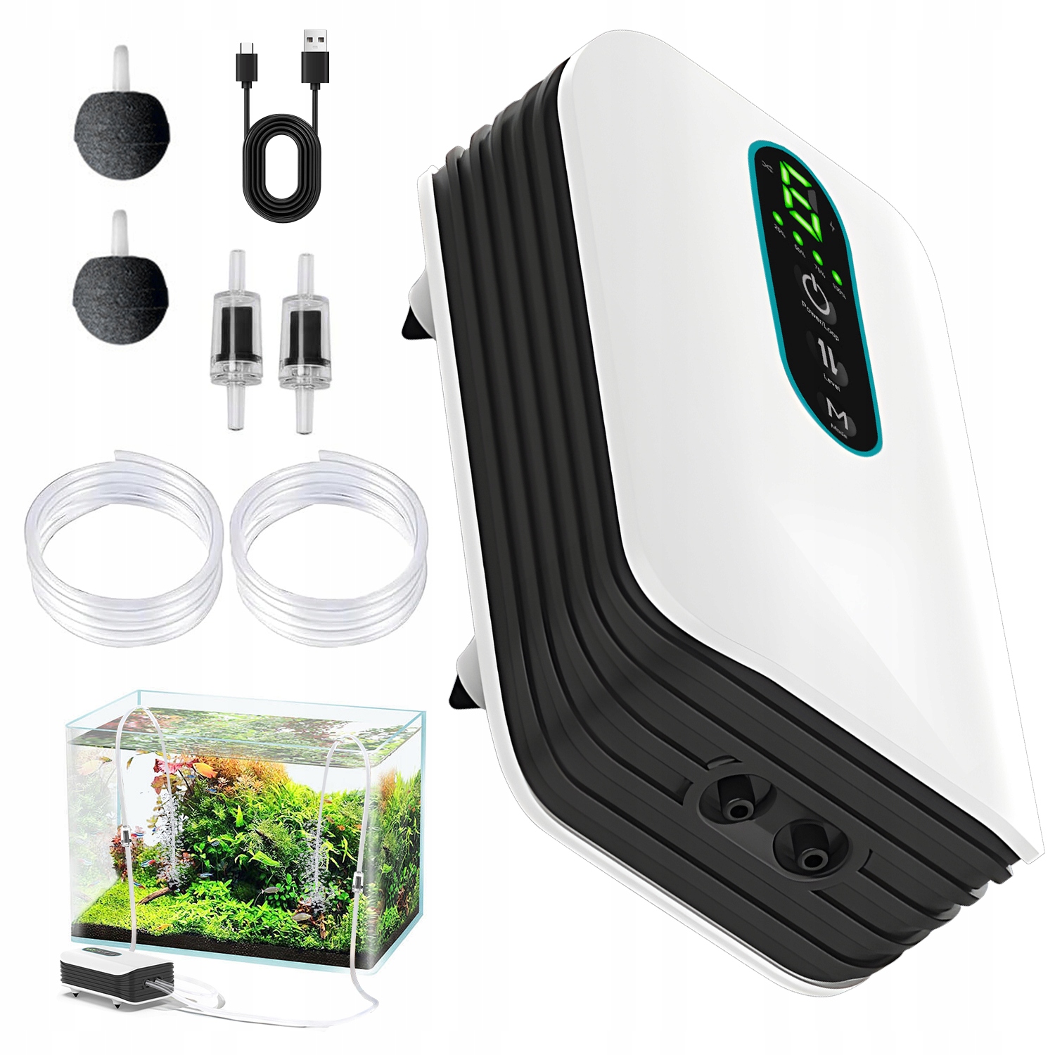 Levně Kyslíková Pumpa 2600 Mah S Dlouhou Dobou Provozu Pro Akvárium A Turistiku