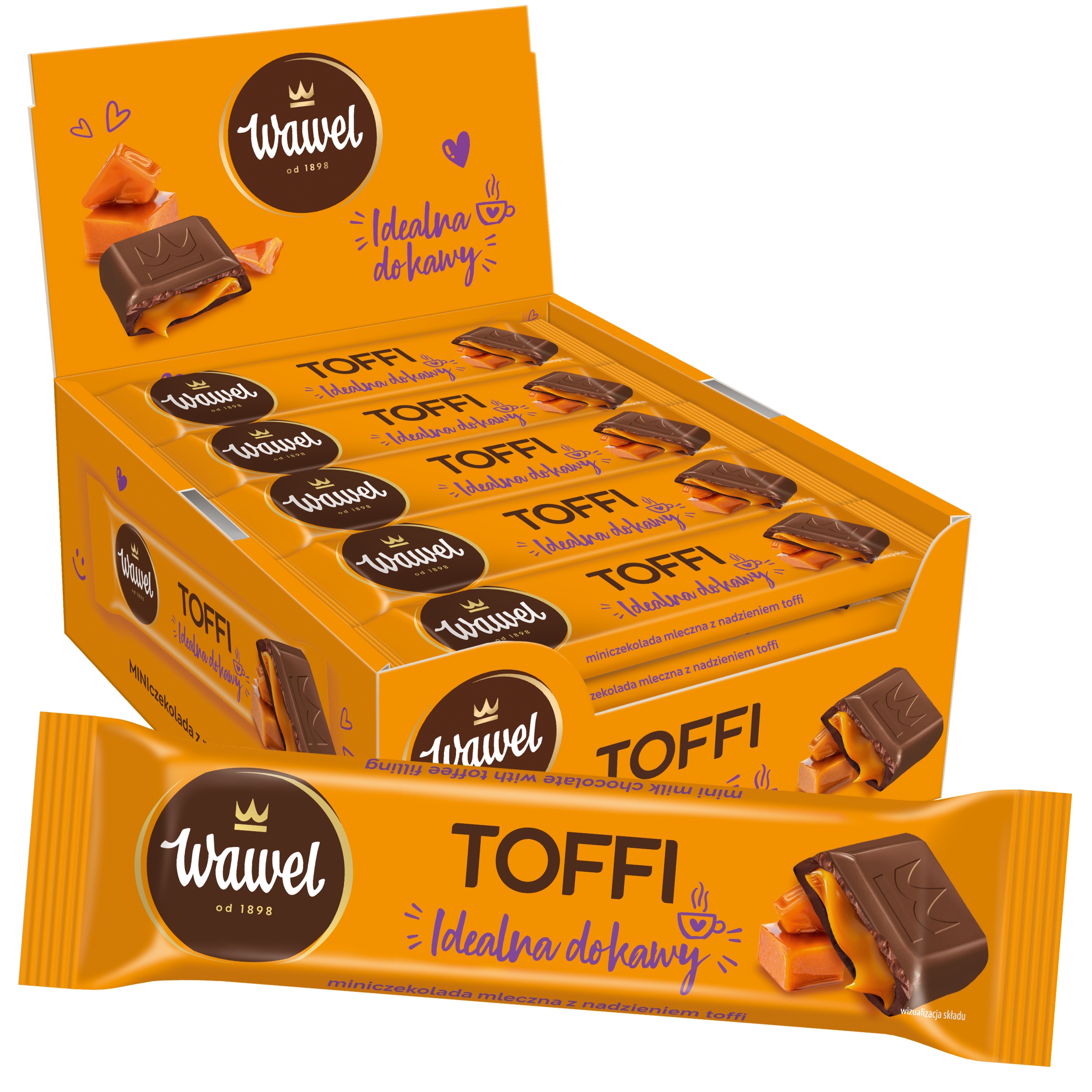 Baton Batonik Toffi Mini czekolada nadziewana Wawel 41g 30 sztuk