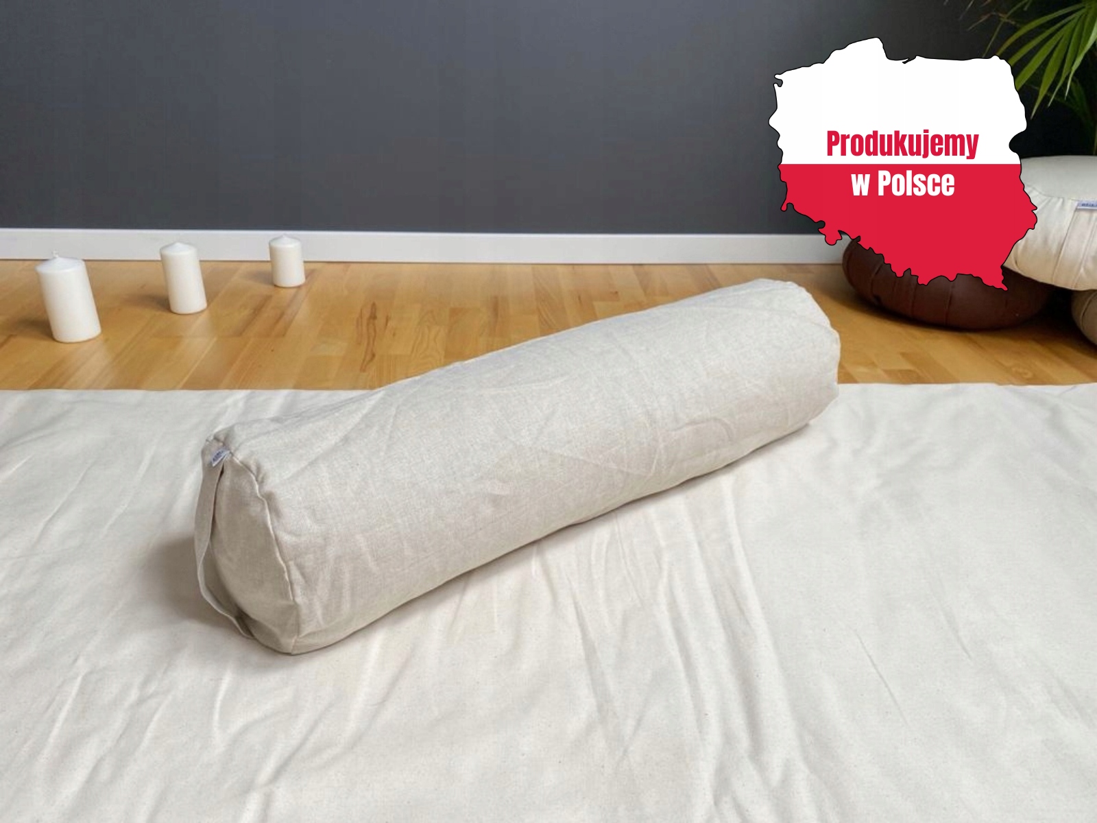 Váleček bolster na jógu 70x20 cm s lněným potahem Polský Výrobek