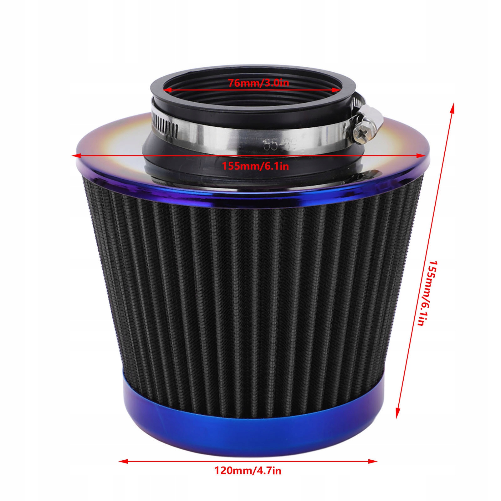 Samochodowy filtr powietrza wlotowego 3 cale/76 Waga produktu z opakowaniem jednostkowym 0.31 kg