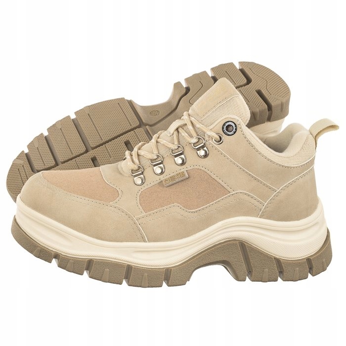 Buty Sneakersy Damskie Big Star Beżowe KK274363