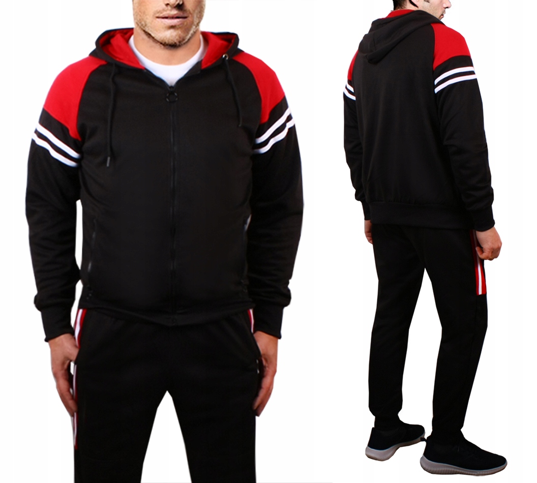 DRES MĘSKI DRESY bluza+spodnie COTTON czerw 001 M