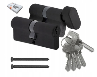 Sada Vložek Černá Vložka 30/30 G30/30 S Knoflíkem Pro Dveře 5 Klíčů