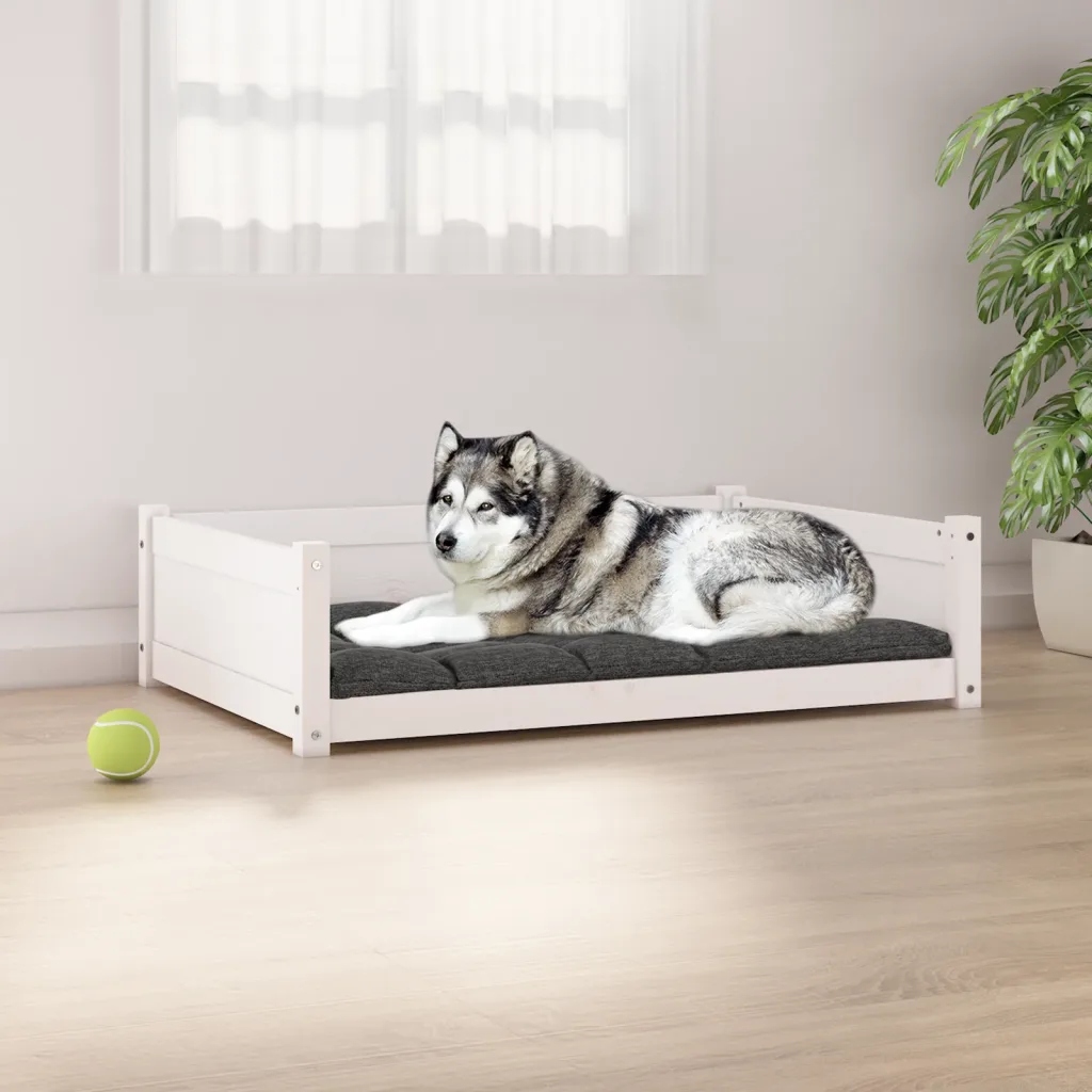 vidaXL Pelíšek pro psy bílý 105,5 x 75,5 x 28 cm masivní borovice