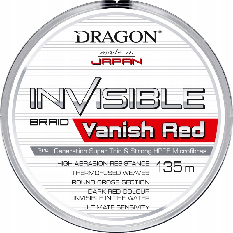 Dragon Invisible Vanish Red 0,14mm 12.70kg 135m Czerwona Plecionka Spinning