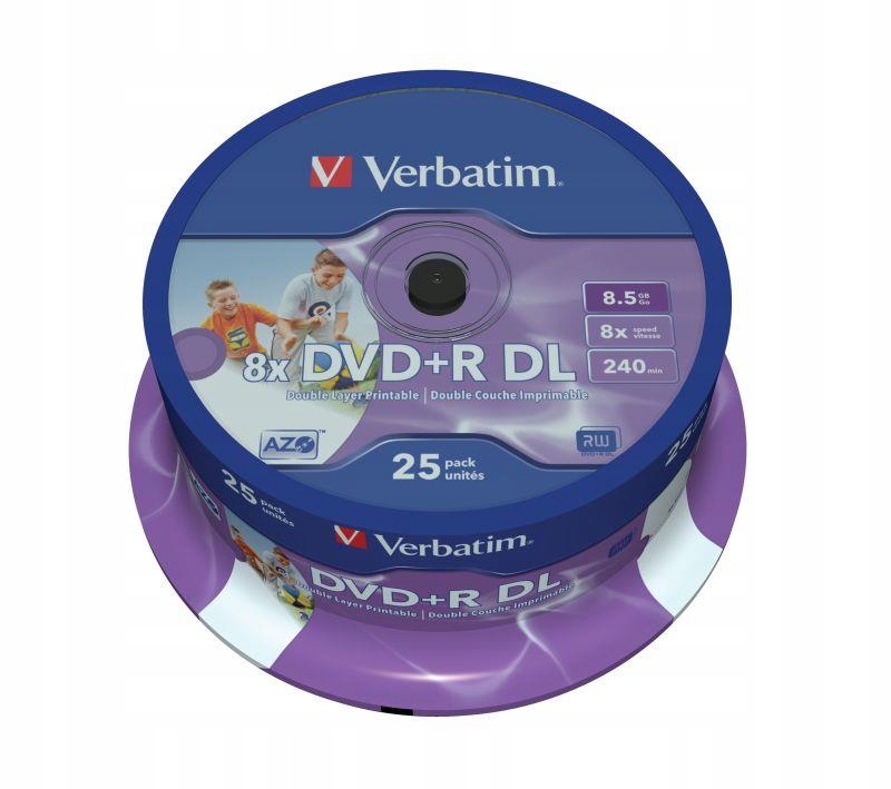 Dvd+r DL Verbatim 8x 8.5GB (Cake 25) Printable