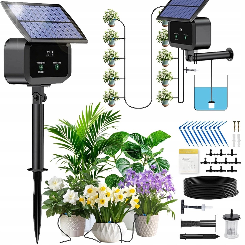 Solární automatický zavlažovací systém s kapkovou sadou 10 m Diy
