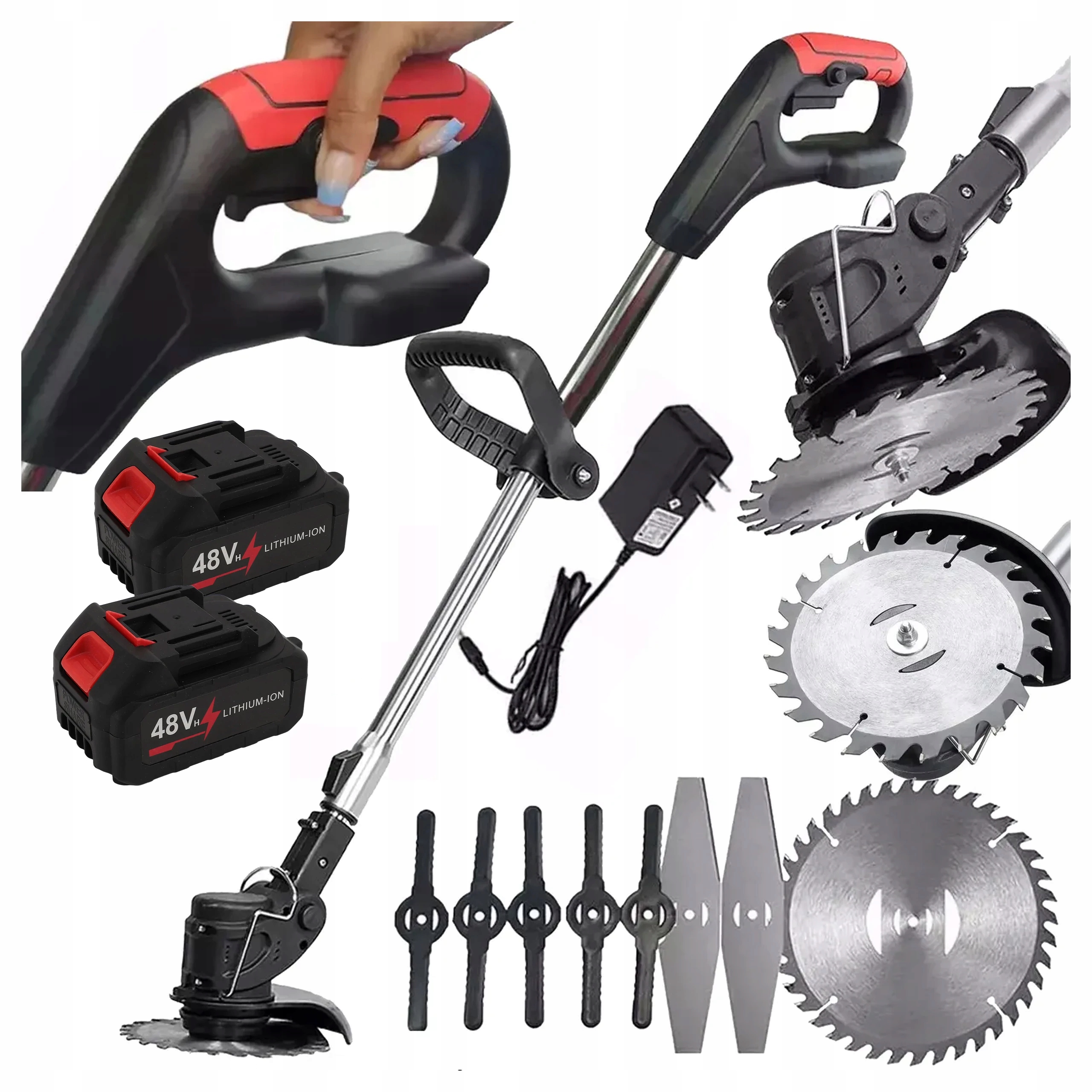 Aku vyžínač s noži a strunou, 2x baterie, XXL vyžínač