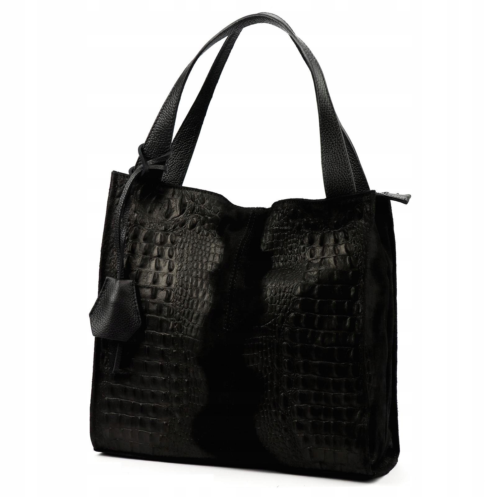 Dámská kabelka shopper kožená černá A4 croco Luka
