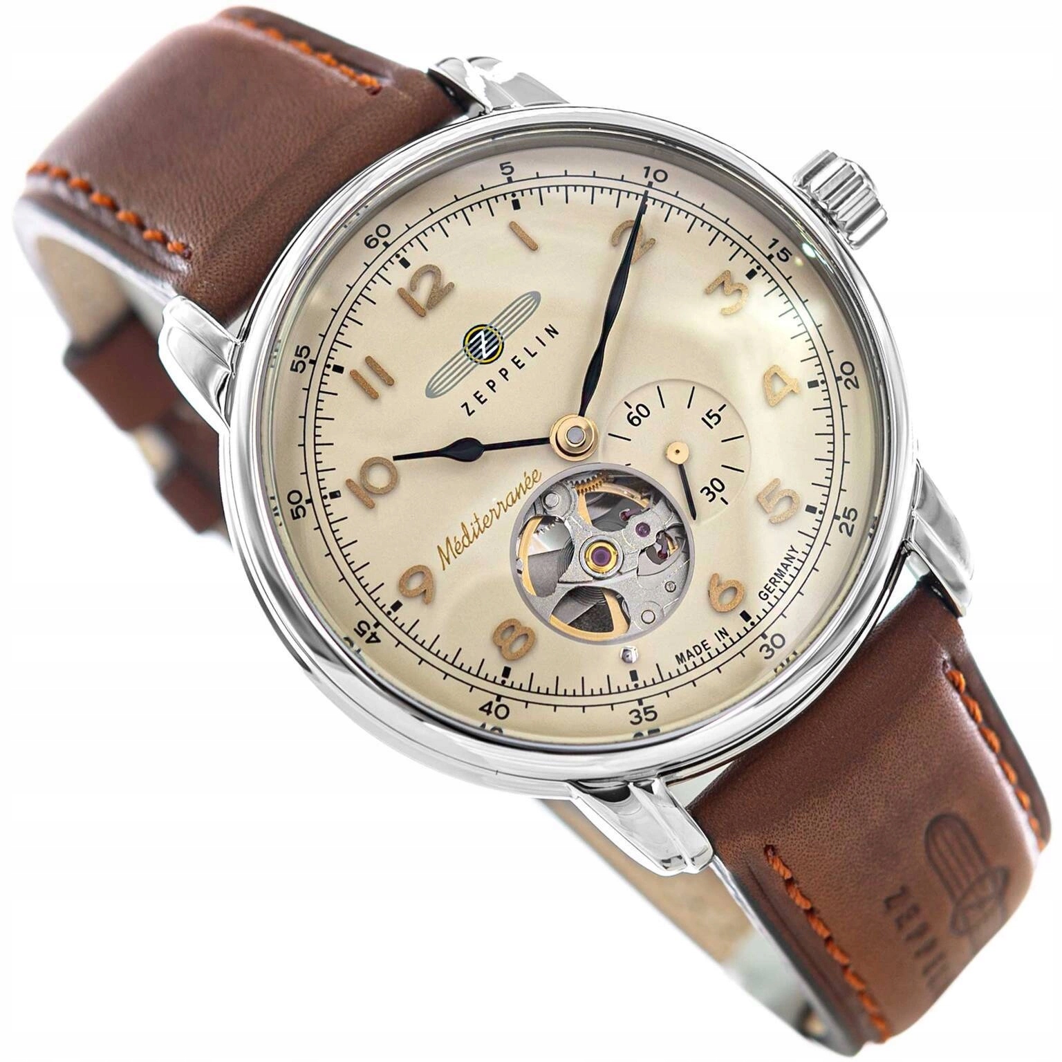 Pánské Hodinky Zeppelin 9666-5 Mediterranee Automatické Na Řemínku S Otevřeným Srdcem