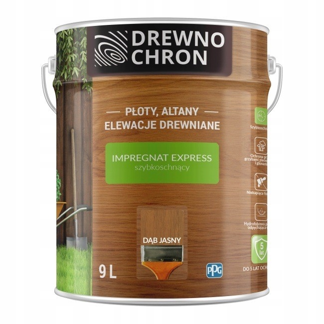 DREWNOCHRON Impregnat EXPRESS Ogród 9l DĄB JASNY
