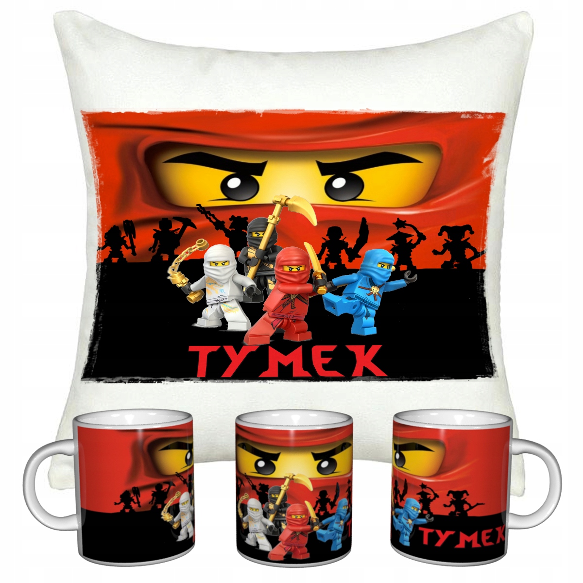 

Zestaw Lego Ninjago Kubek + Poduszka + Imie