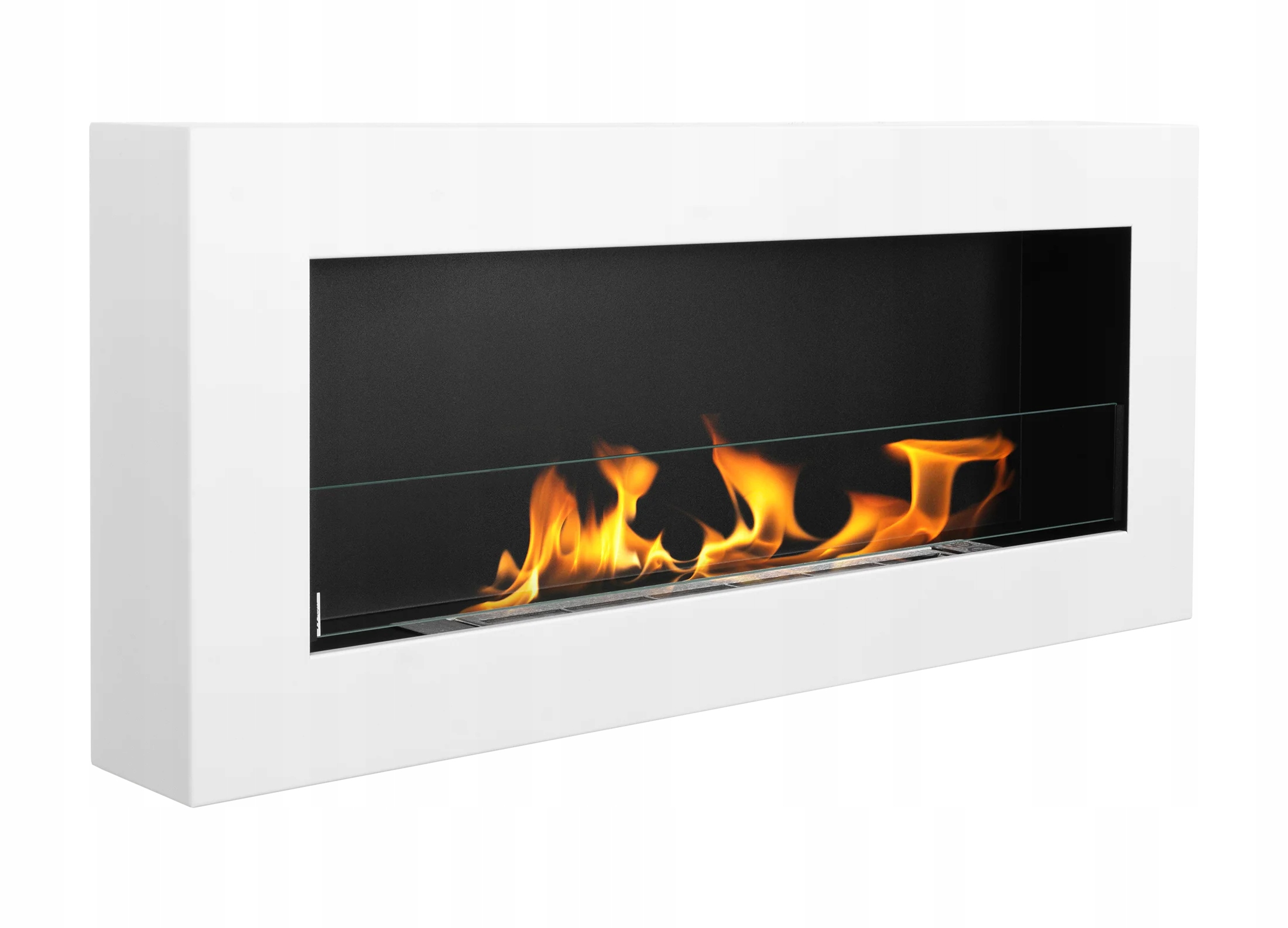 Závěsný Biokrb Se Sklem 900X400, Box, Bílý, Strukturovaný Mat, Na Biopalivo