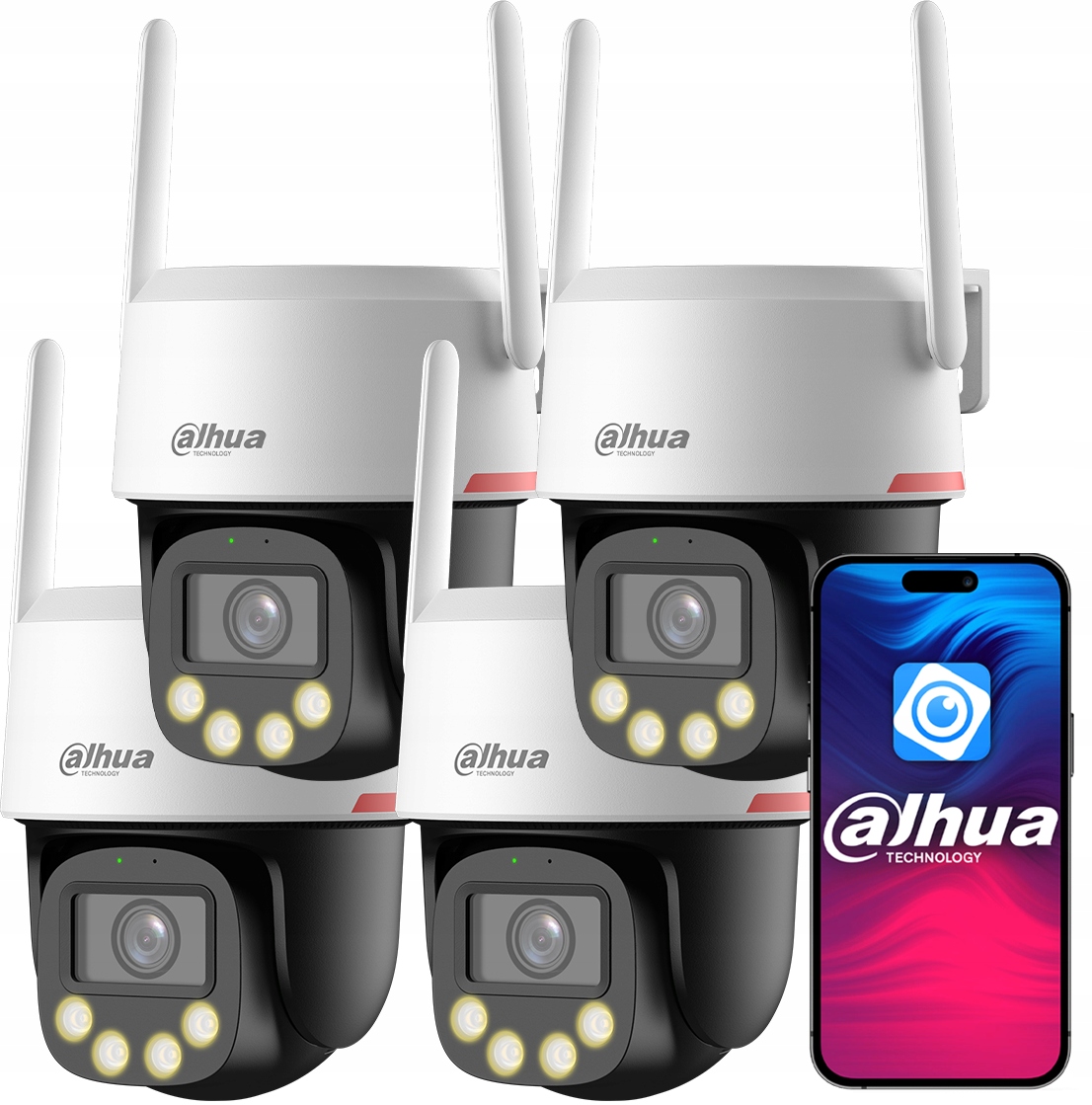 Štyri rotačné kamery 8MPx WiFi Dahua P8F-PV WizColor s Ai Smd analýzou