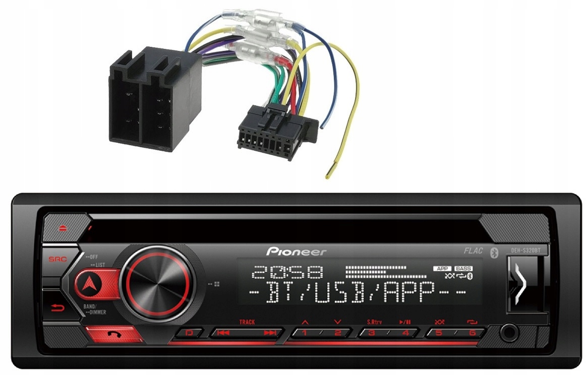 Bluetooth autorádio Aux Usb 4x50W Iso Adapter Pioneer DEH-S320BT