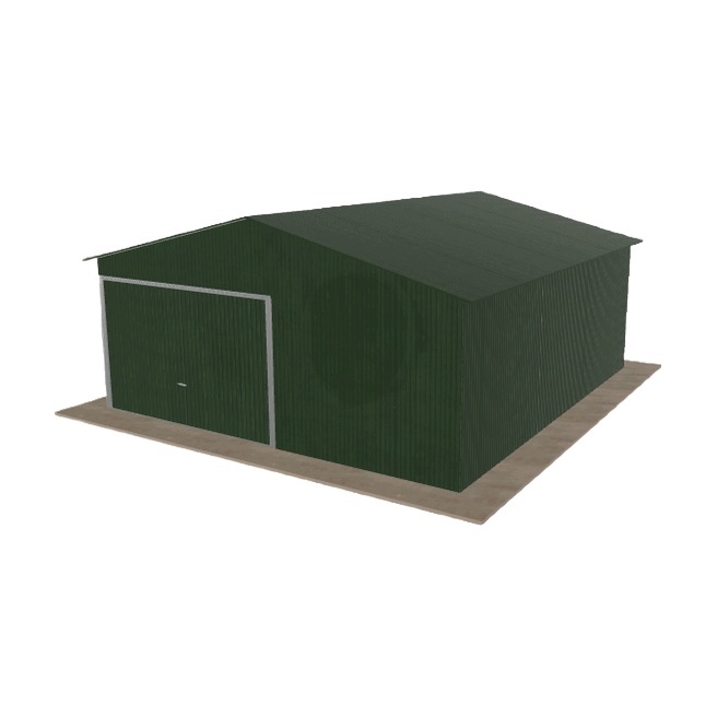 Plechová garáž 5.5 x 6 m jednopolohová, dvouspádová, zelená