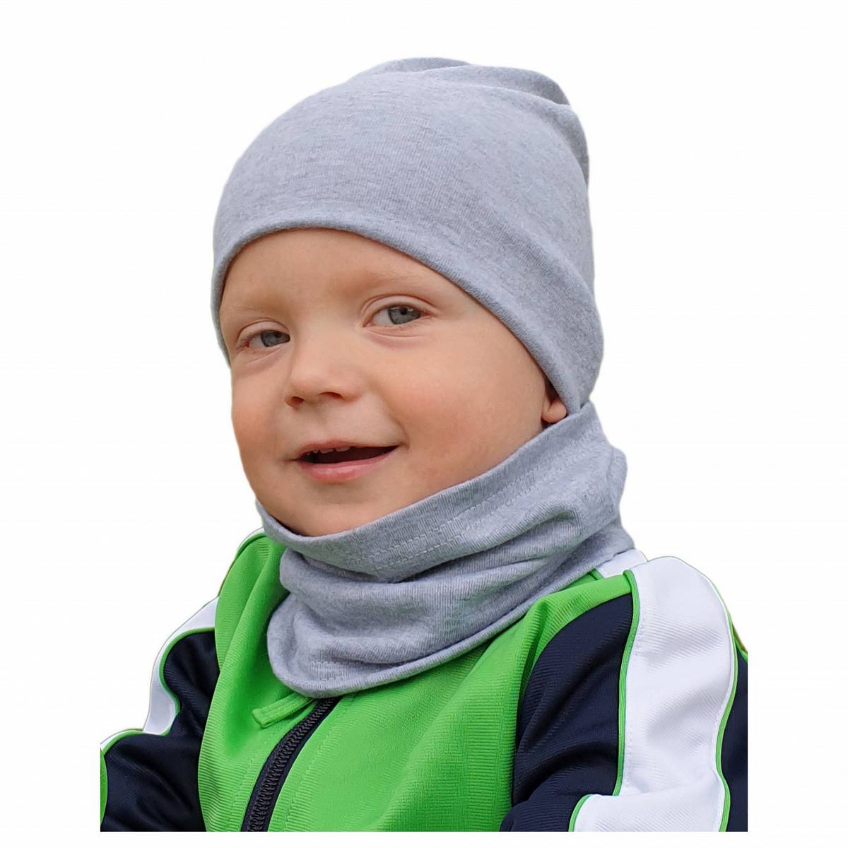 

W384C Gładki komplet dziecięcy czapka komin dresow