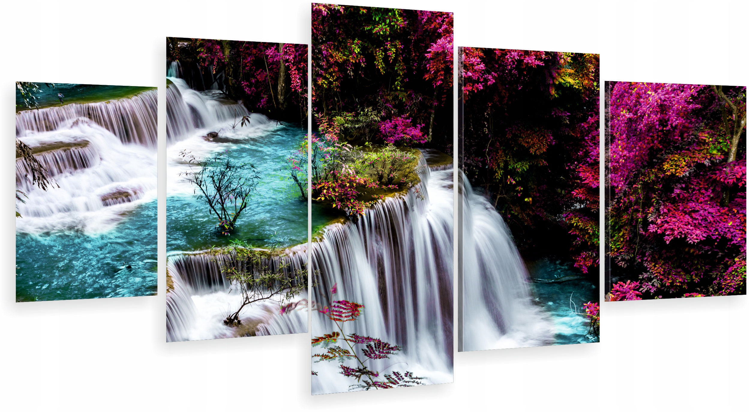 

Tryptyk 5-CZĘŚCI Obraz wodospad kolorowy tajlandia