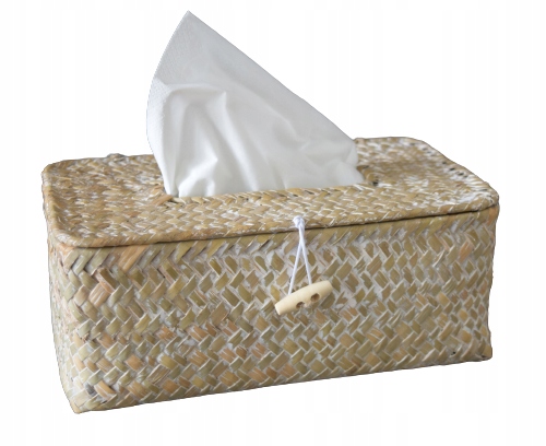 POJEMNIK NA CHUSTECZKI PLECIONY TRAWA BOHO WHITE
