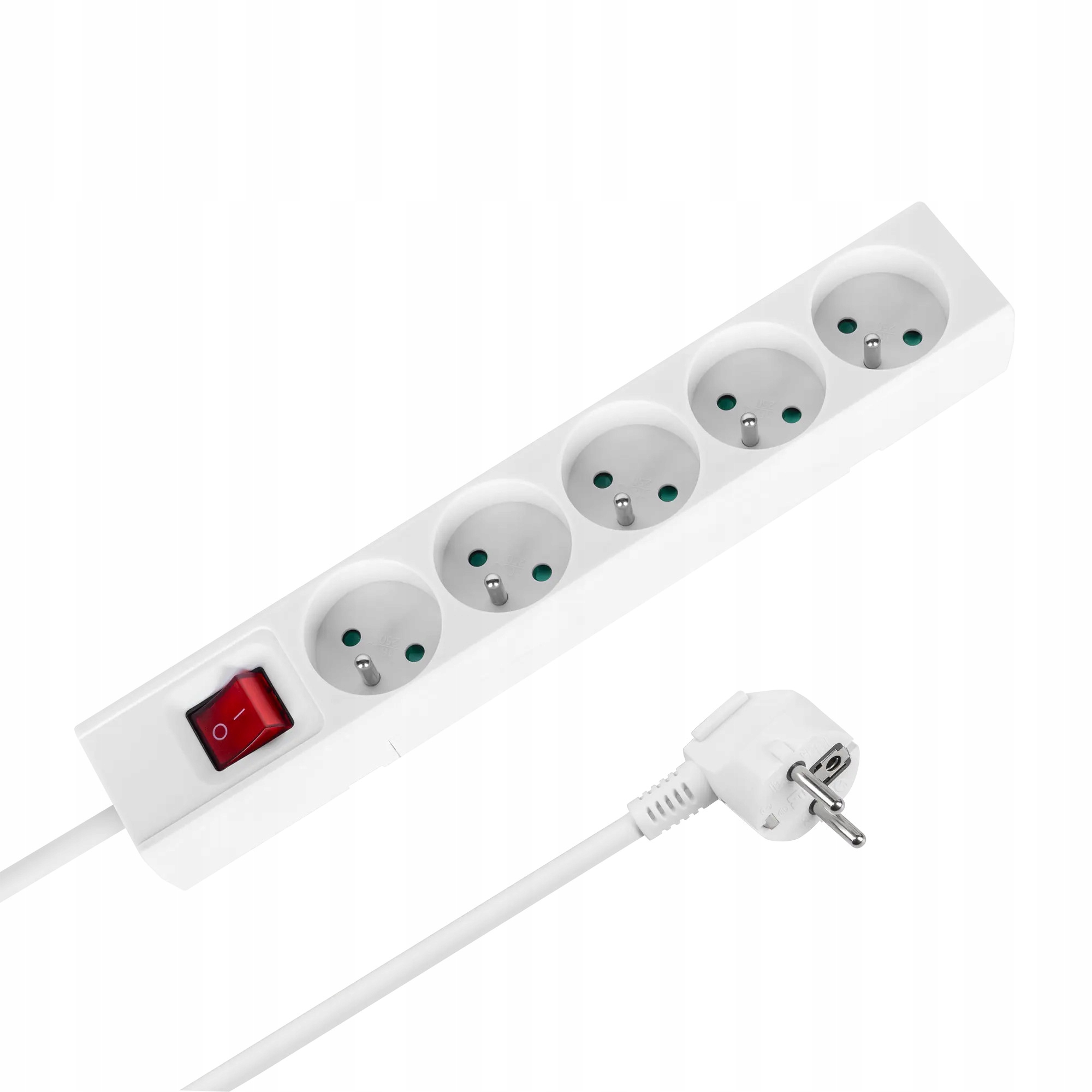 Przedłużacz 5 gniazd 1,5m typu francuskiego z przełącznikiem (3x1,0mm)