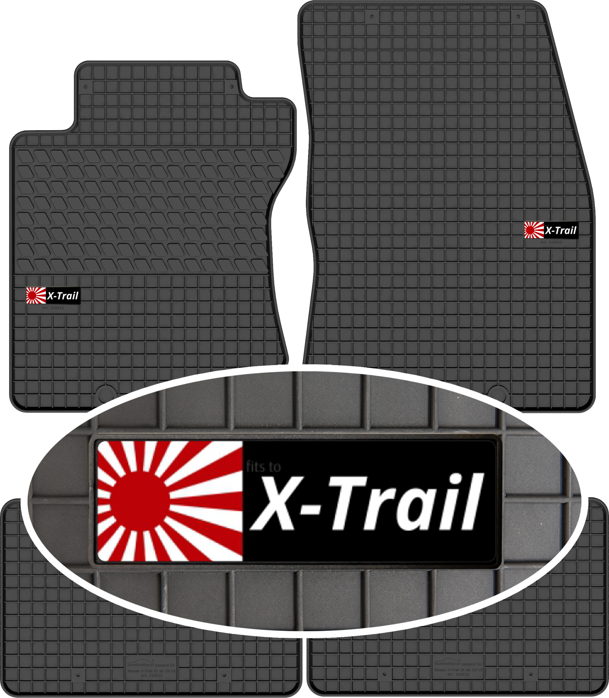 Nissan X-Trail III Suv 2013-2021 Dywaniki gumowe Motohobby Emblemat