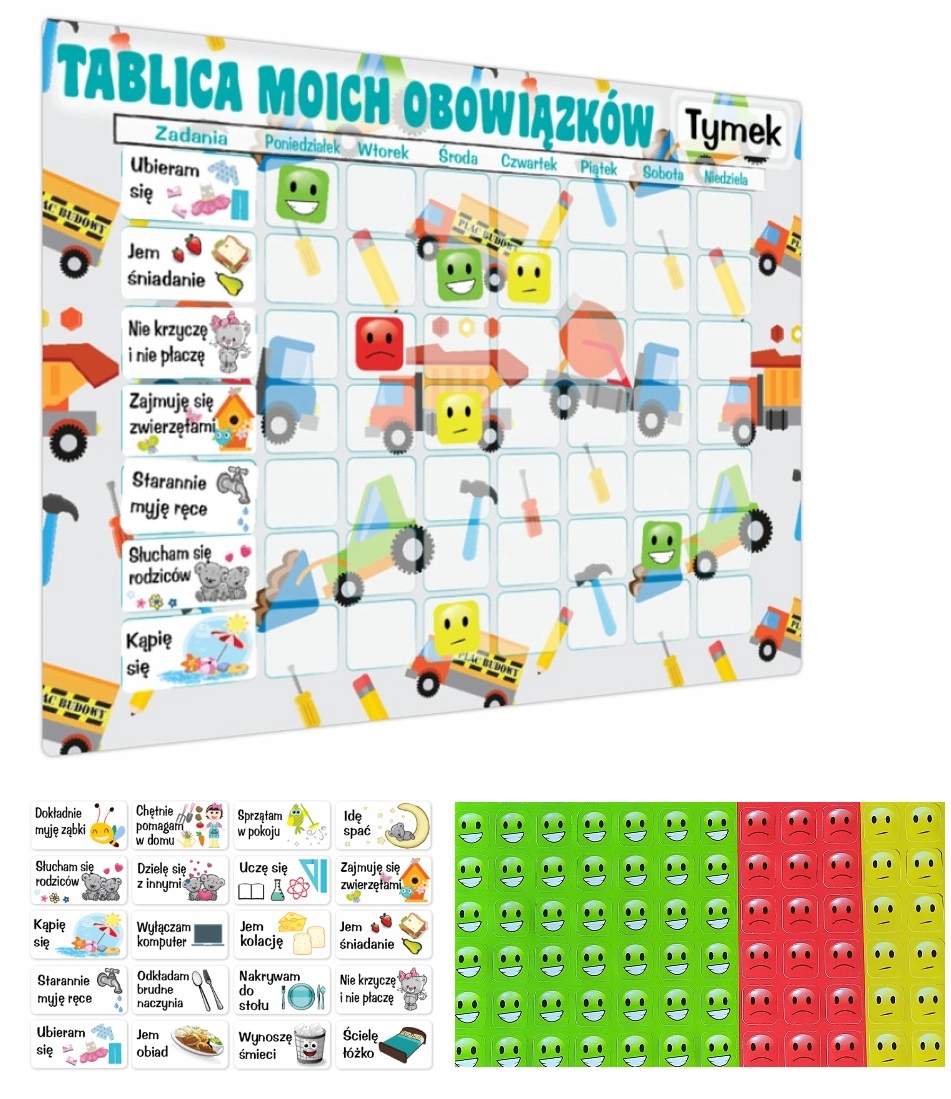 

Magnetyczna Tablica Motywująca Auta Narzędzia