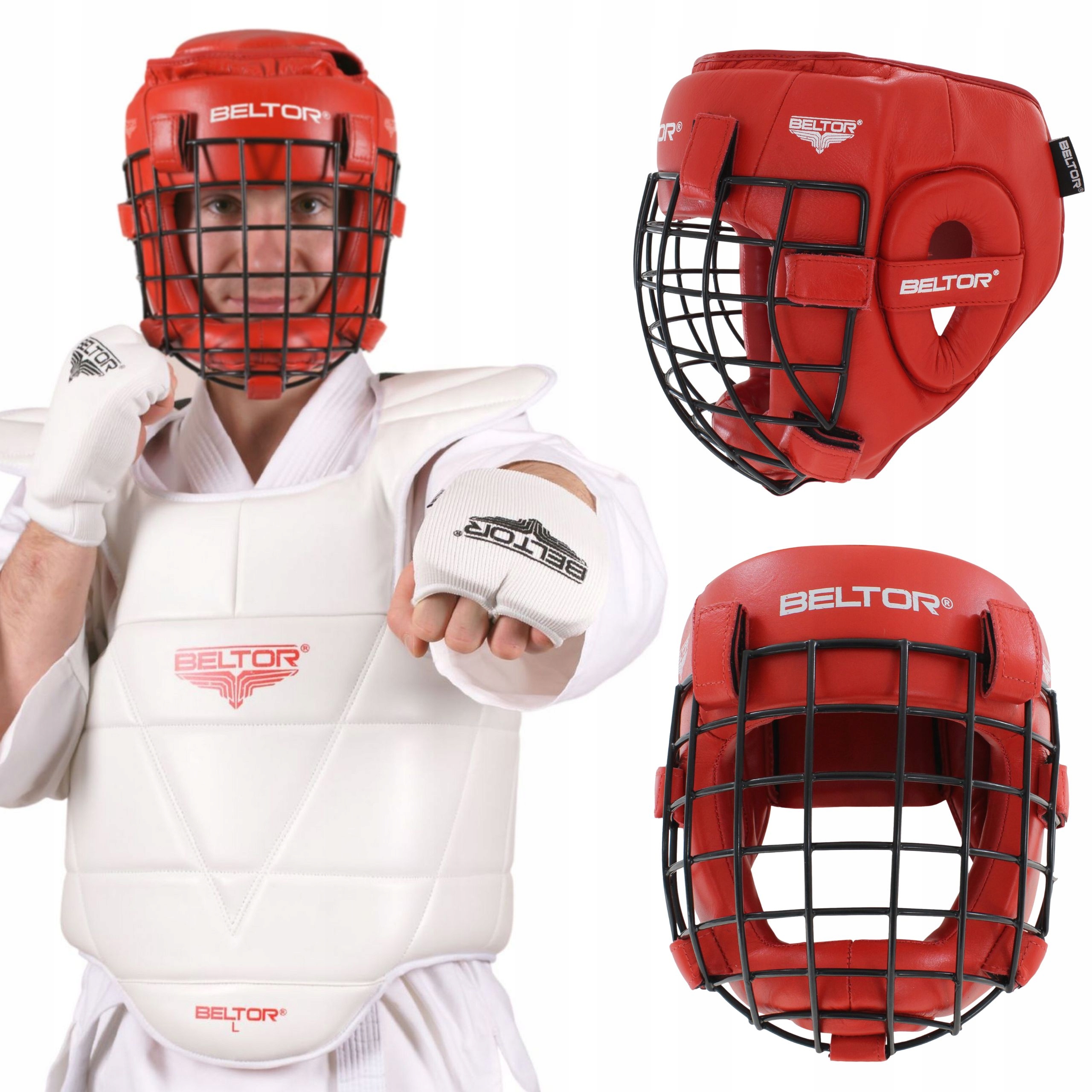 Beltor Ochronny Kask Karate Z Kratką Combat Ochraniacz Głowy R. M