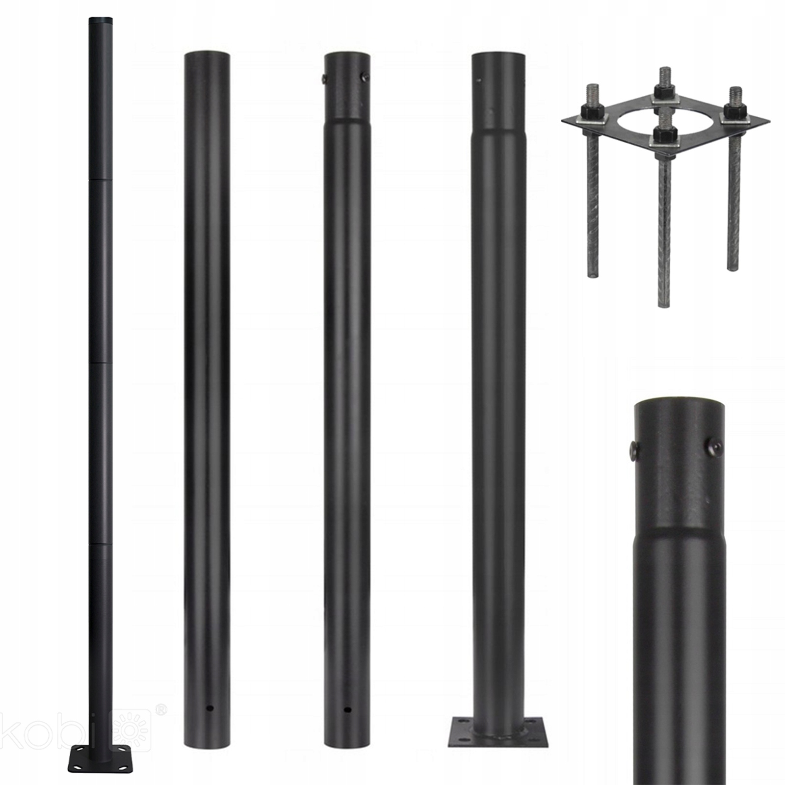 Skladací osvetľovací stĺpik pre pouličné lampy Sg 4 m Fi 60 mm kotva čierna