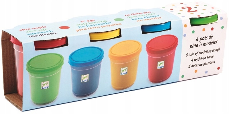 

Masa Plastyczna 4 kolory w kubeczku 140g Djeco 2+