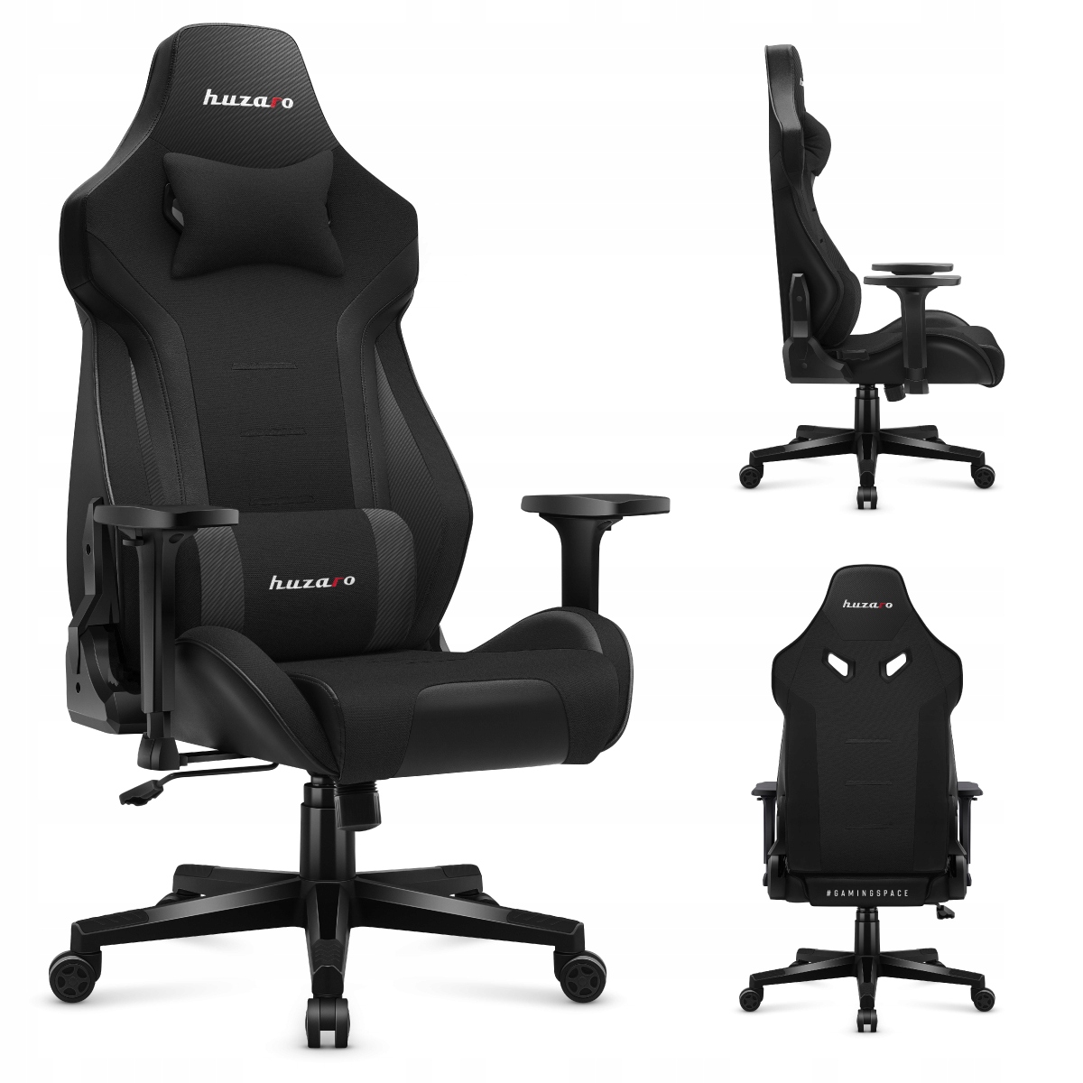 Fotel gamingowy kubełkowy Huzaro czarny obrotowy ergonomiczny do biurka