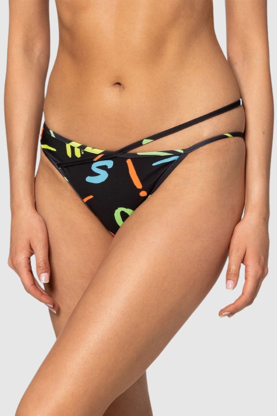 Moschino Černý spodní díl bikin s neonovými písmeny Xs