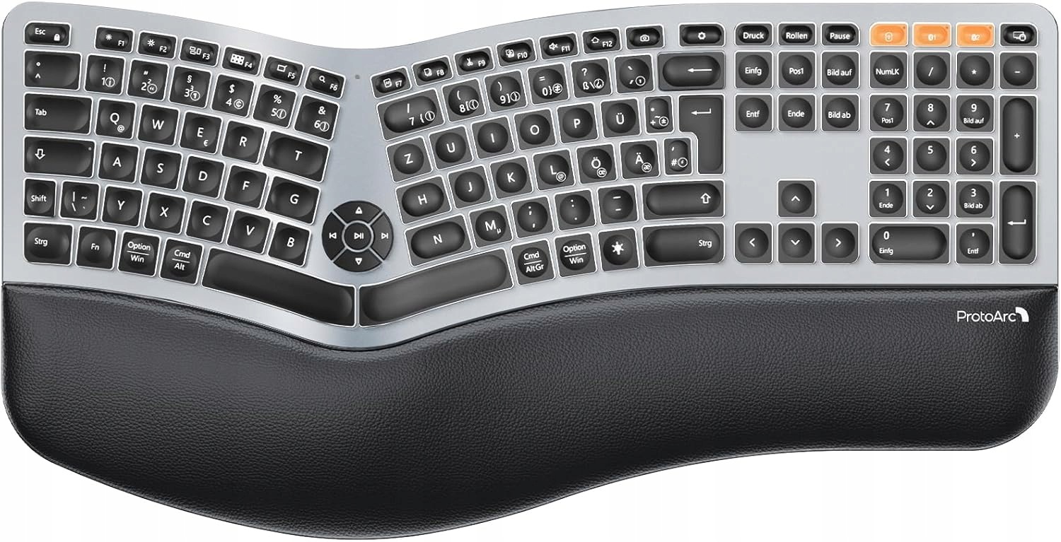 Ergonomická dělitelná Bluetooth klávesnice ProtoArc EK01 Podsvícená De