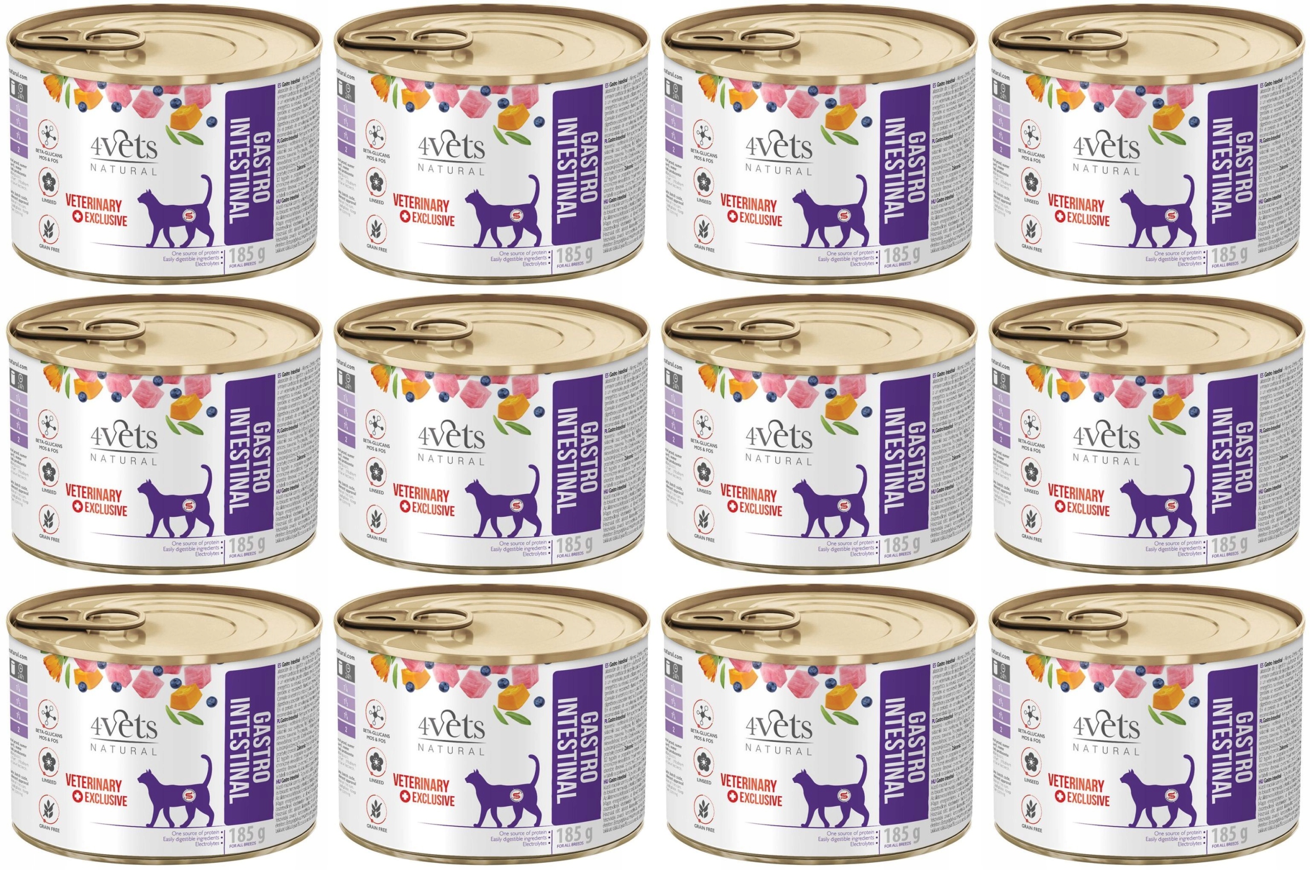 Levně 4Vets Natural Cat Gastrointestinal 12 x 185 g