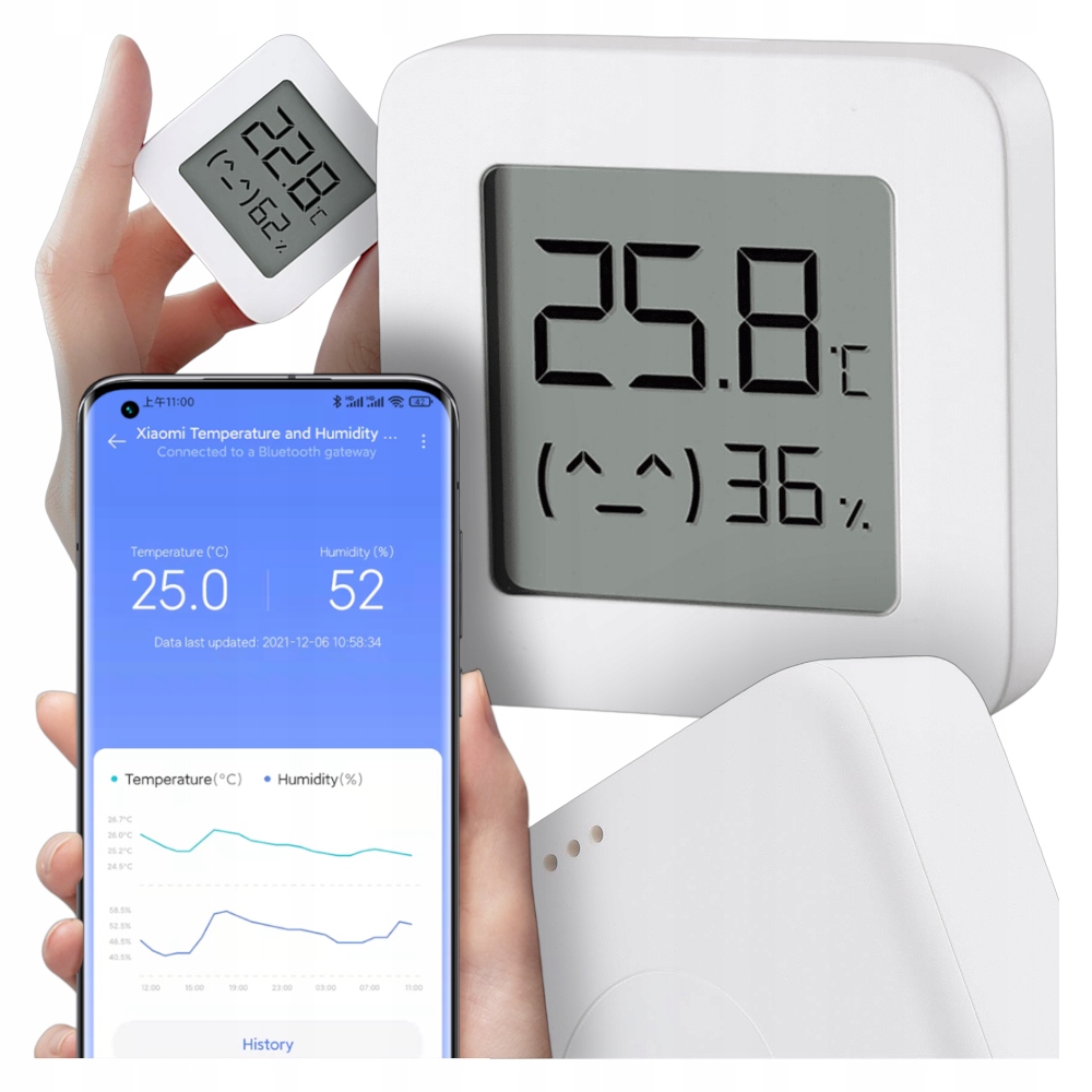 CZUJNIK TEMPERATURY I WILGOCI XIAOMI MONITOR 2 LCD HIGROMETR BLUETOOTH