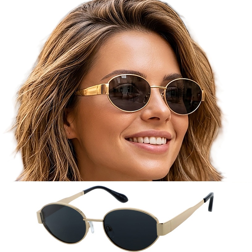 Okulary Przeciwsłoneczne Damskie Polaryzacyjne Filtr UV400 Metalowe Modne