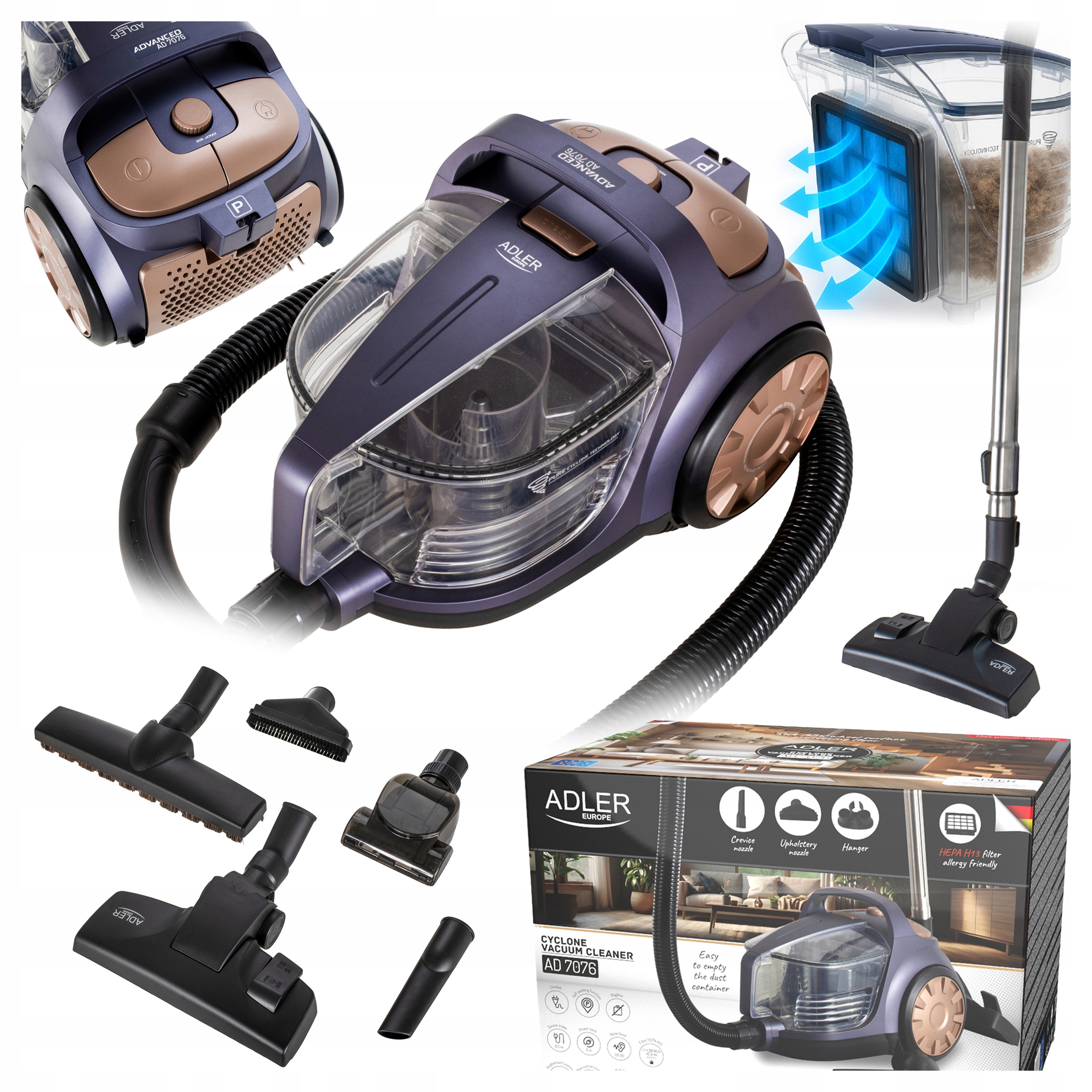 Vysavač Bezsáčkový, Výkonný, Cyklonový, Tradiční, 3000 W, Tichá Regulace Výkonu