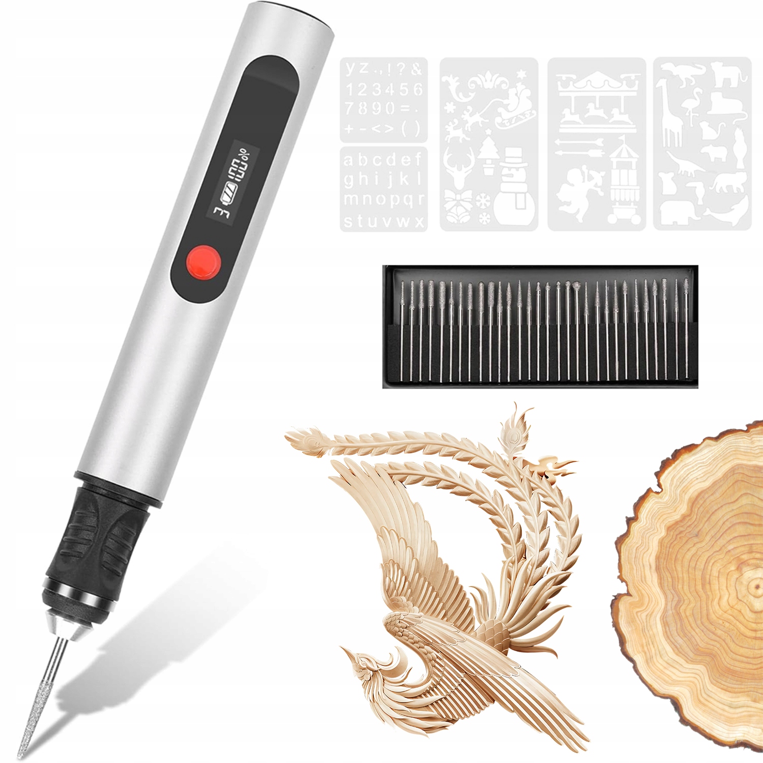 Zestaw długopisów do grawerowania z możliwością ładowania, bezprzewodowy, obrotowy