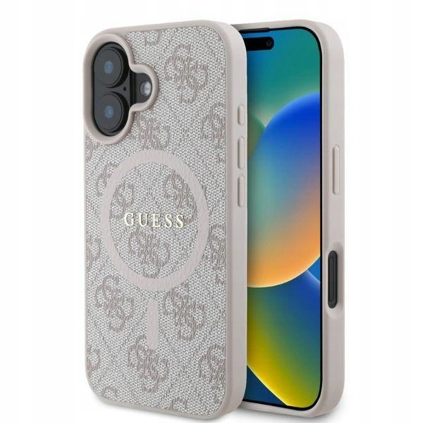 Pouzdro Guess GUHMP16SG4GFRP Apple iPhone 16 hardcase 4G Ring Classic Logo Mag